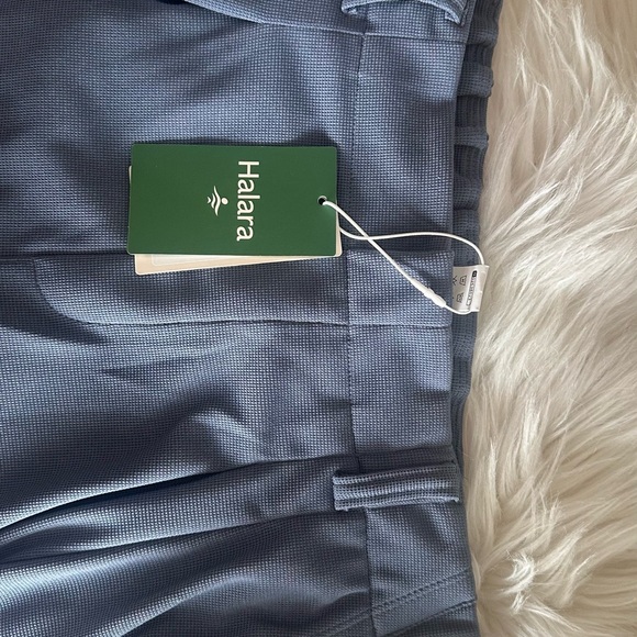 HALARA Blue Waffle Knit Wide Leg High-Waisted Pants size L (12-14) NWT - Picture 2 of 8